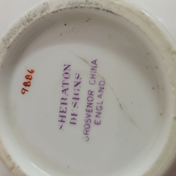 Copelands Grosvenor Teacup and Saucer, English Bone China Cups, Antique Tea Cups - Picture 4 of 8